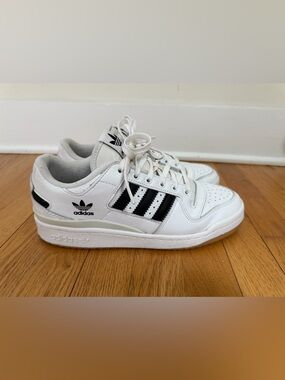 adidas Forum White and Black Low-Top Leather Sneakers